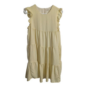 LA VEN Butter Cream Tiered Babydoll Dress Small Girly Cottage F2 Coquette